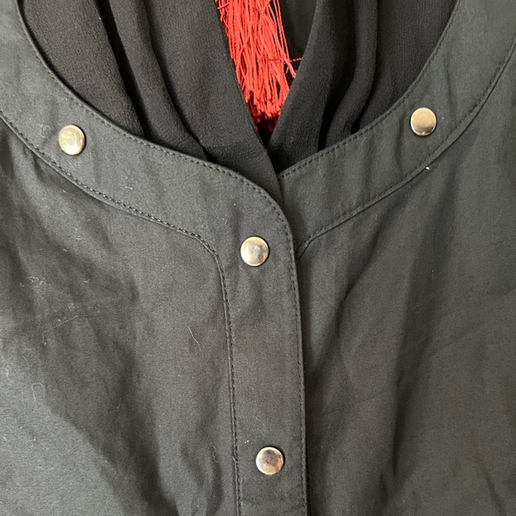 Lili Lalande Button snap down long sleeve black shirt Studded Sz M - Picture 12 of 14